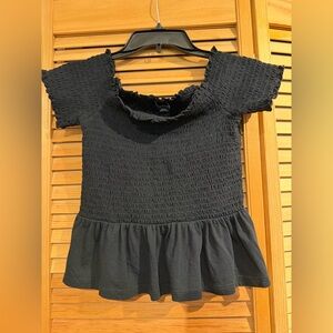 American Eagle Outfitters Black Smocked Blouse
